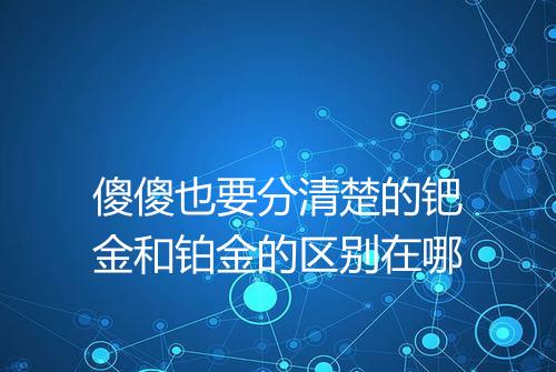 傻傻也要分清楚的钯金和铂金的区别在哪
