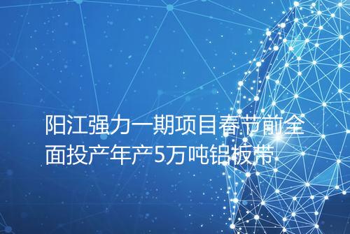 阳江强力一期项目春节前全面投产年产5万吨铝板带