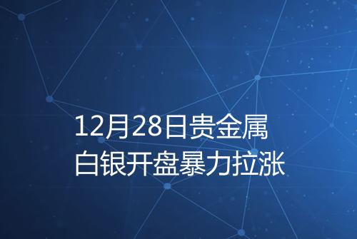 12月28日贵金属白银开盘暴力拉涨
