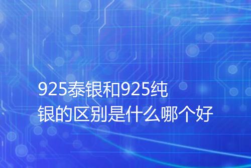 925泰银和925纯银的区别是什么哪个好