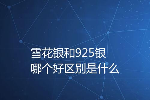 雪花银和925银哪个好区别是什么