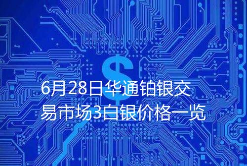 6月28日华通铂银交易市场3白银价格一览