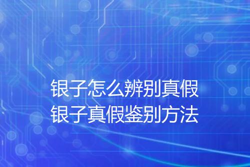 银子怎么辨别真假银子真假鉴别方法