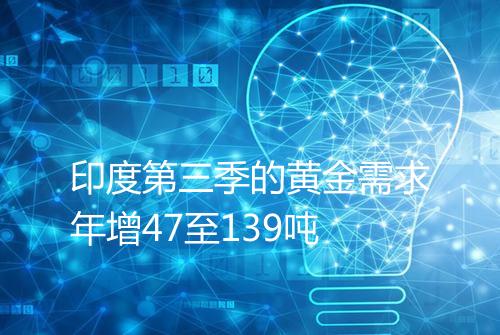 印度第三季的黄金需求年增47至139吨