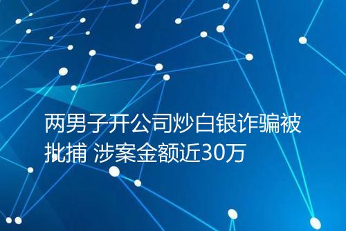 两男子开公司炒白银诈骗被批捕 涉案金额近30万