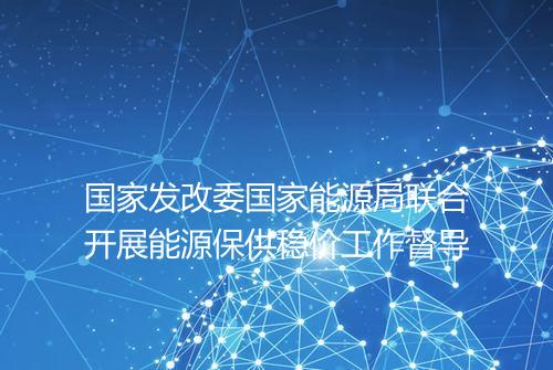 国家发改委国家能源局联合开展能源保供稳价工作督导