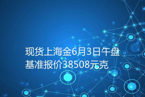 现货上海金6月3日午盘基准报价38508元克
