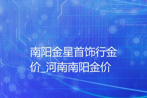 南阳金星首饰行金价_河南南阳金价