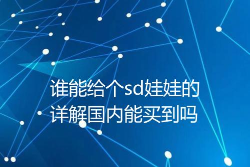 谁能给个sd娃娃的详解国内能买到吗