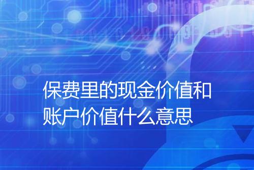 保费里的现金价值和账户价值什么意思