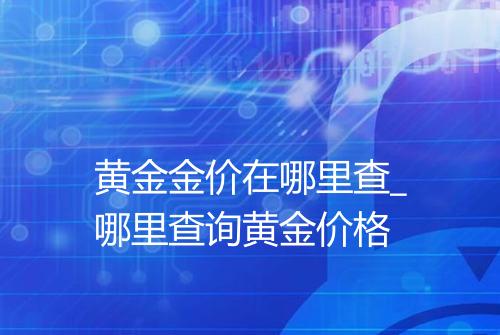 黄金金价在哪里查_哪里查询黄金价格
