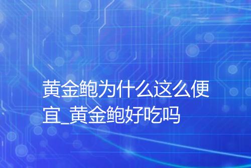 黄金鲍为什么这么便宜_黄金鲍好吃吗