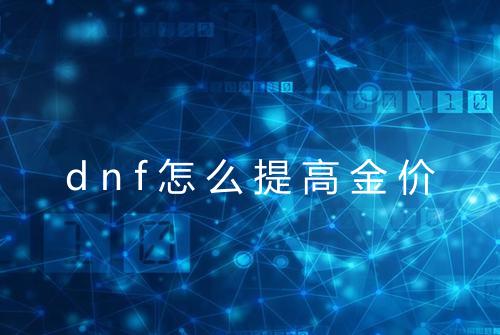 dnf怎么提高金价