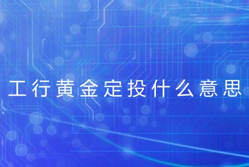 工行黄金定投什么意思