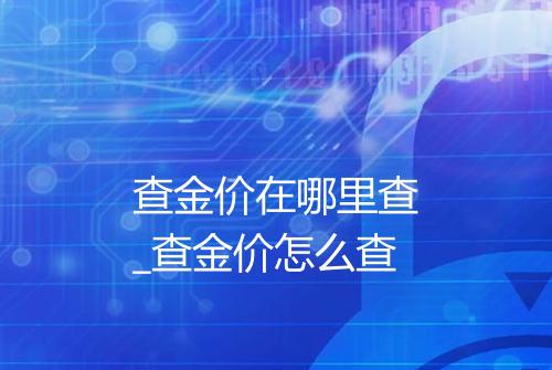 查金价在哪里查_查金价怎么查