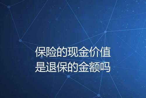 保险的现金价值是退保的金额吗