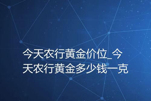 今天农行黄金价位_今天农行黄金多少钱一克