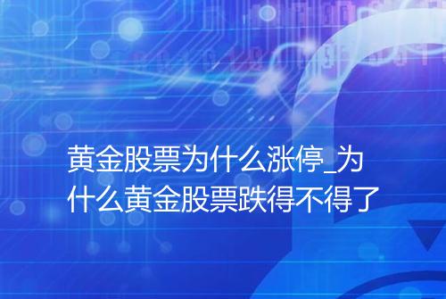 黄金股票为什么涨停_为什么黄金股票跌得不得了